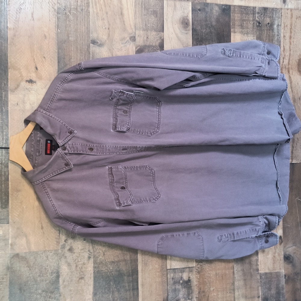 Wolverine Gray Button-Down Long Sleeve Work Shirt Sz XXL Men